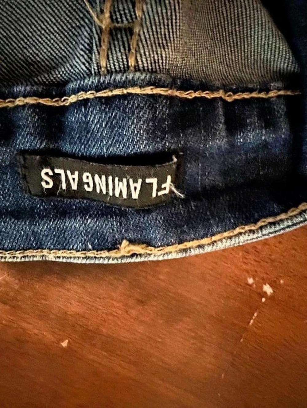 FLAMINGALS Distressed Cropped Jeans Blue Size Large - Picture 3 of 6